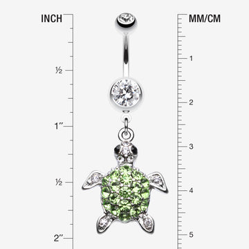 Detail View 1 of Under the Sea Turtle Belly Button Ring-Clear Gem